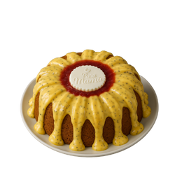 Bolo Vulcão de Maracujá com Calda de Morango